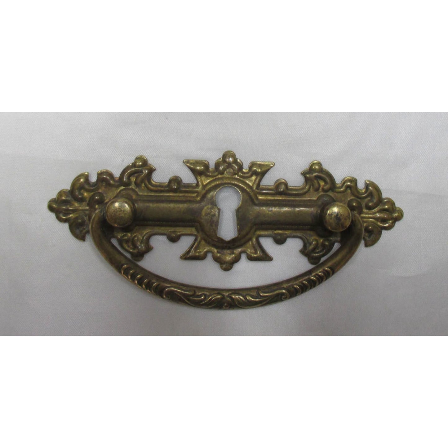 Schlüsselschild mit Griff waagerecht aus Messing Gründerzeit, 115 x35 mm