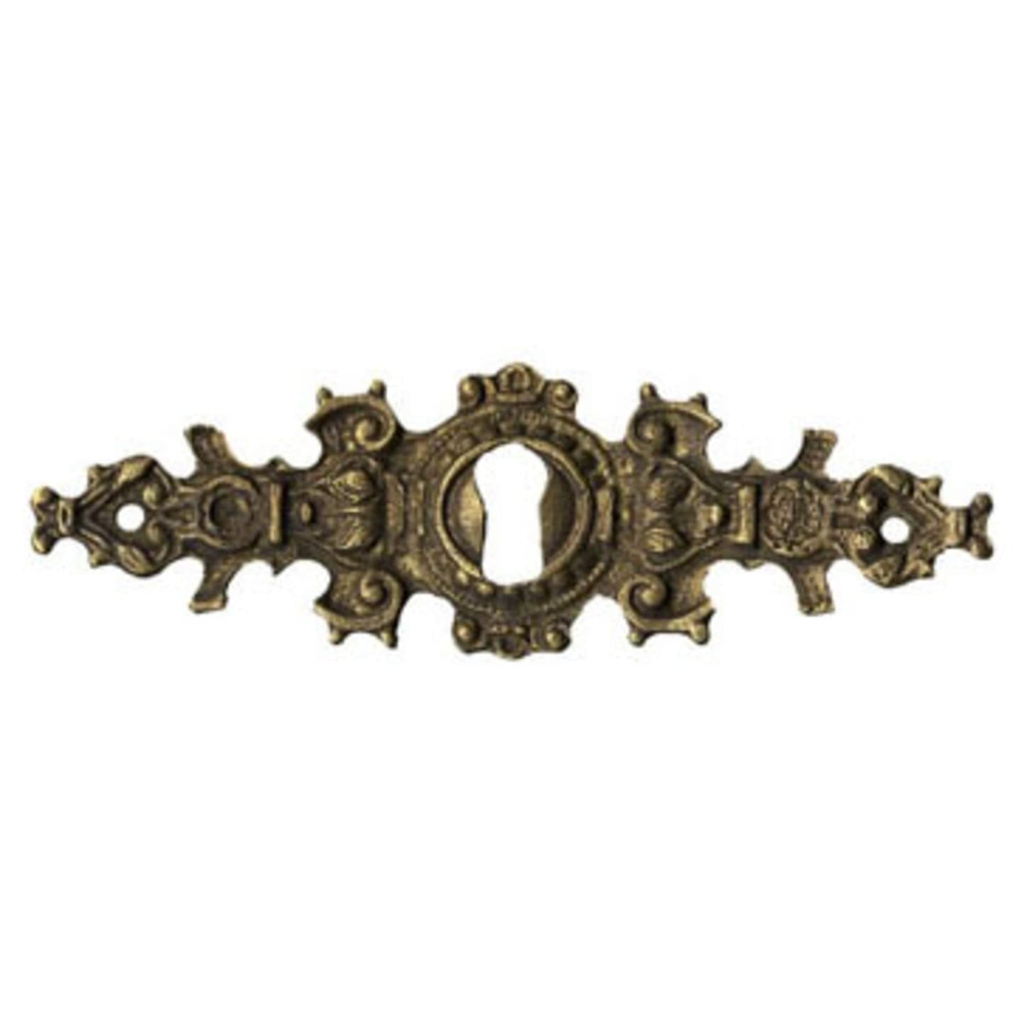 Schlüsselschild waagerecht gegossen aus Messing Gründerzeit, 107x35 mm