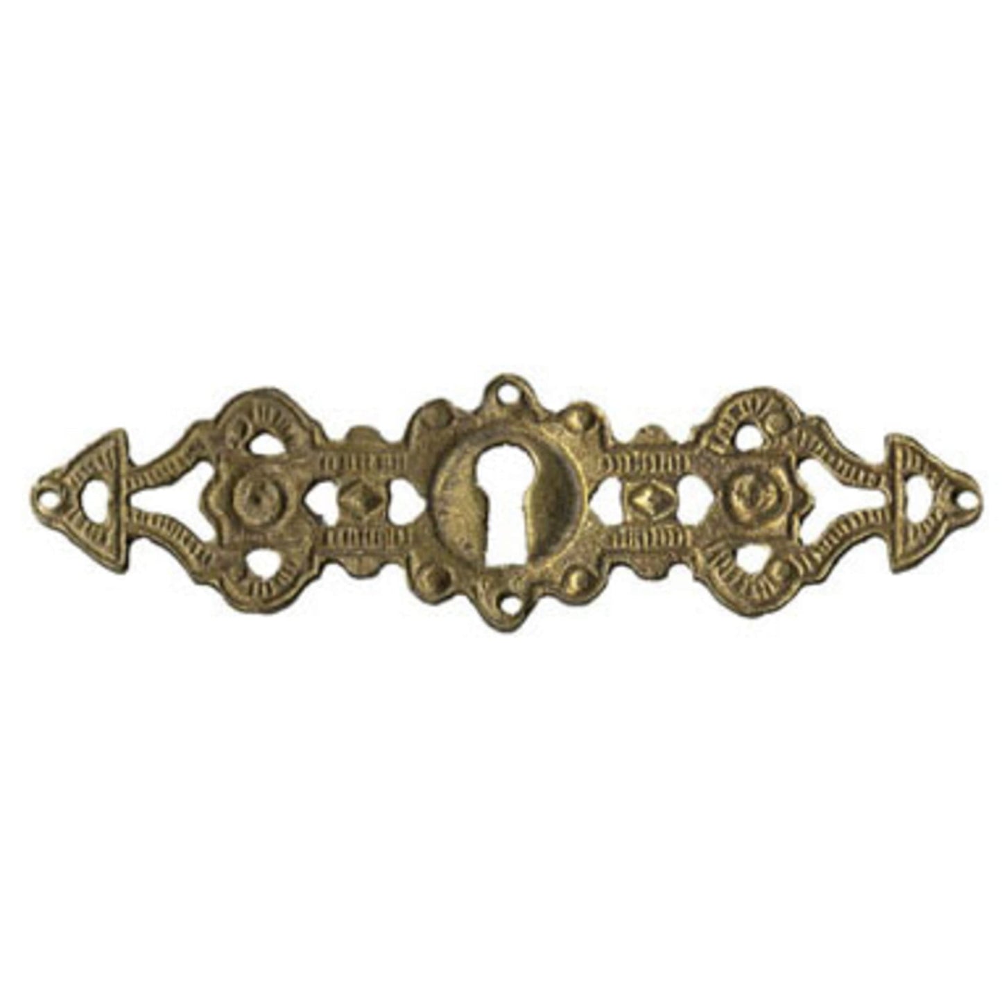 Schlüsselschild waagerecht gegossen aus Messing Gründerzeit, 114x30 mm