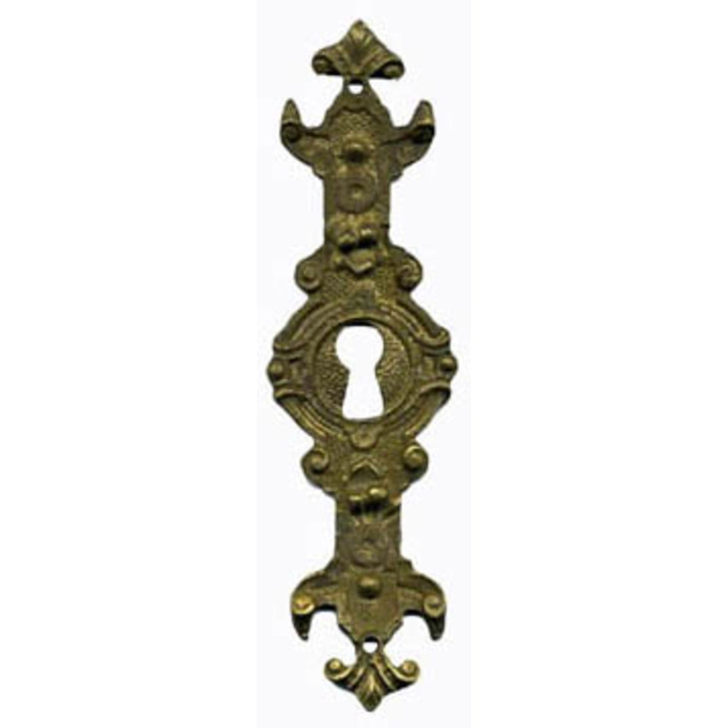 Schlüsselschild senkrecht gegossen aus Messing Gründerzeit, 33x118 mm