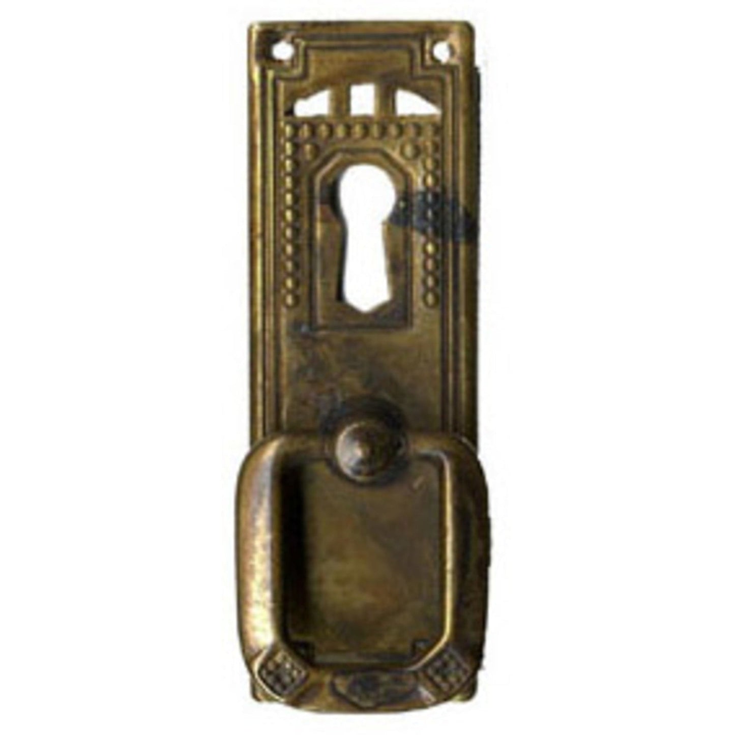 Schlüsselschild mit Griff senkrecht aus Messing Jugendstil-Art Deco, 27x85 mm