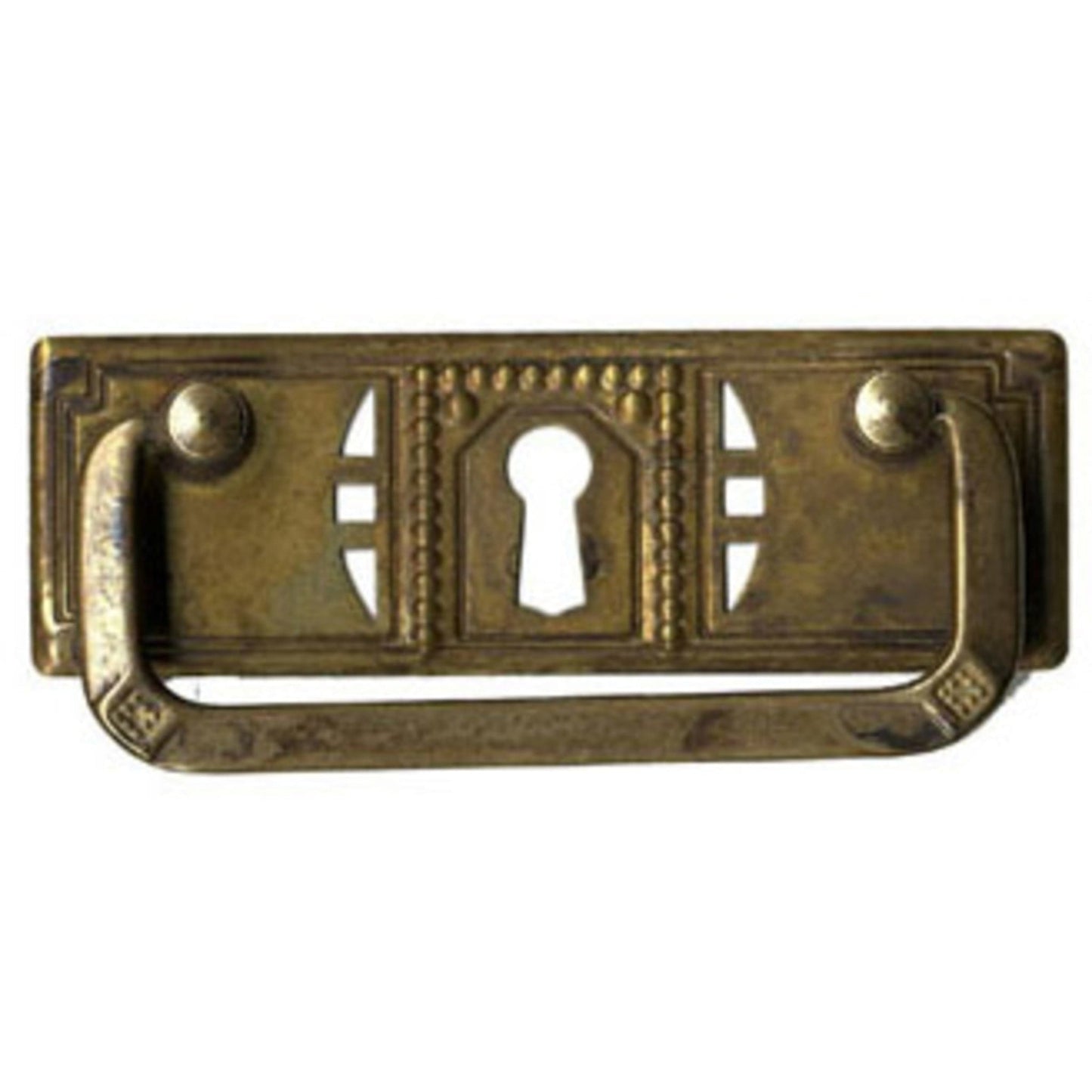Schlüsselschild mit Griff waagerecht aus Messing Jugendstil-Art Deco, 97x33 mm