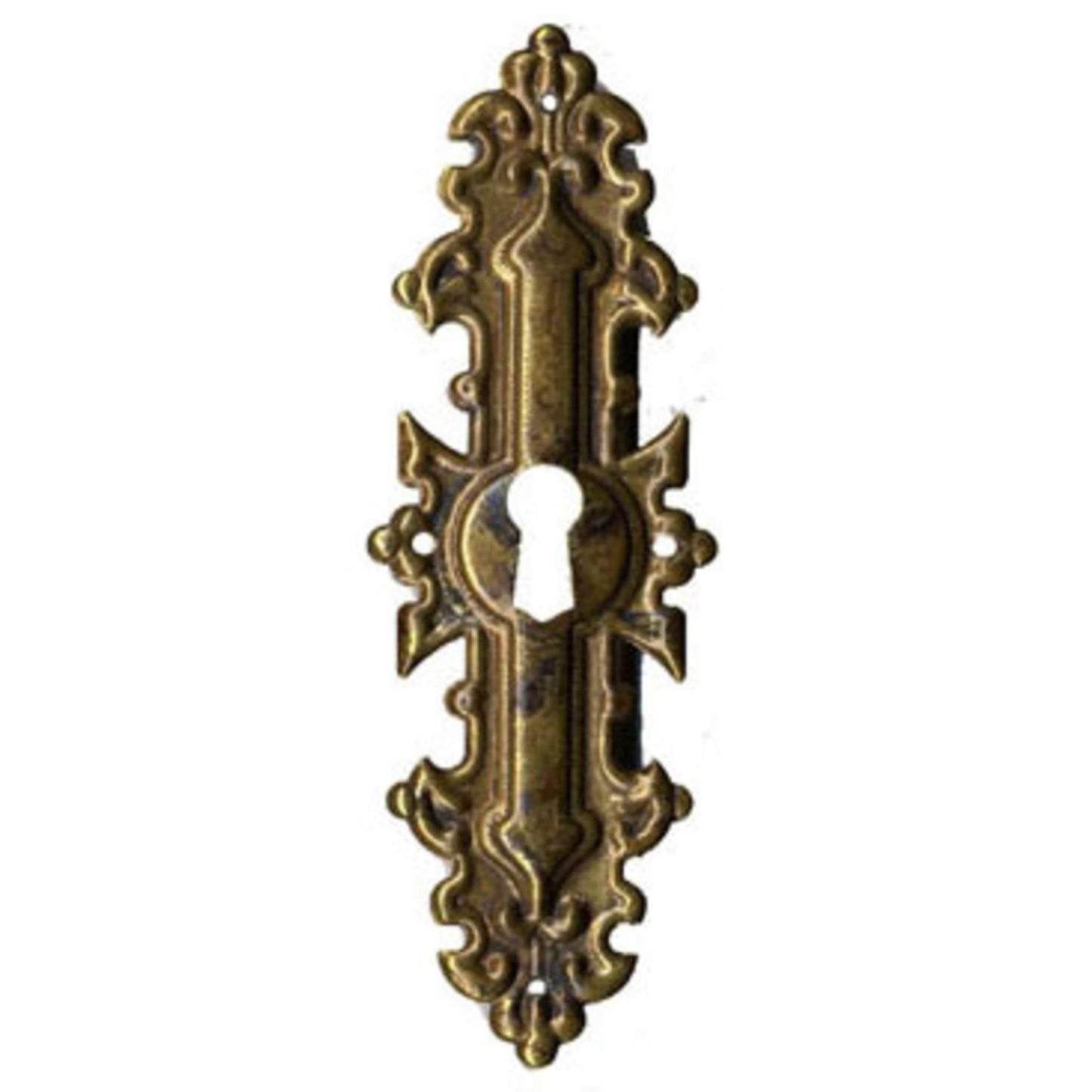 Schlüsselschild senkrecht aus Messing Gründerzeit, 35 x115 mm