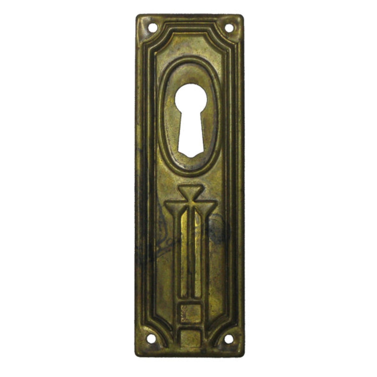 Schlüsselschild senkrecht aus Messing Jugenstil, 27x85 mm