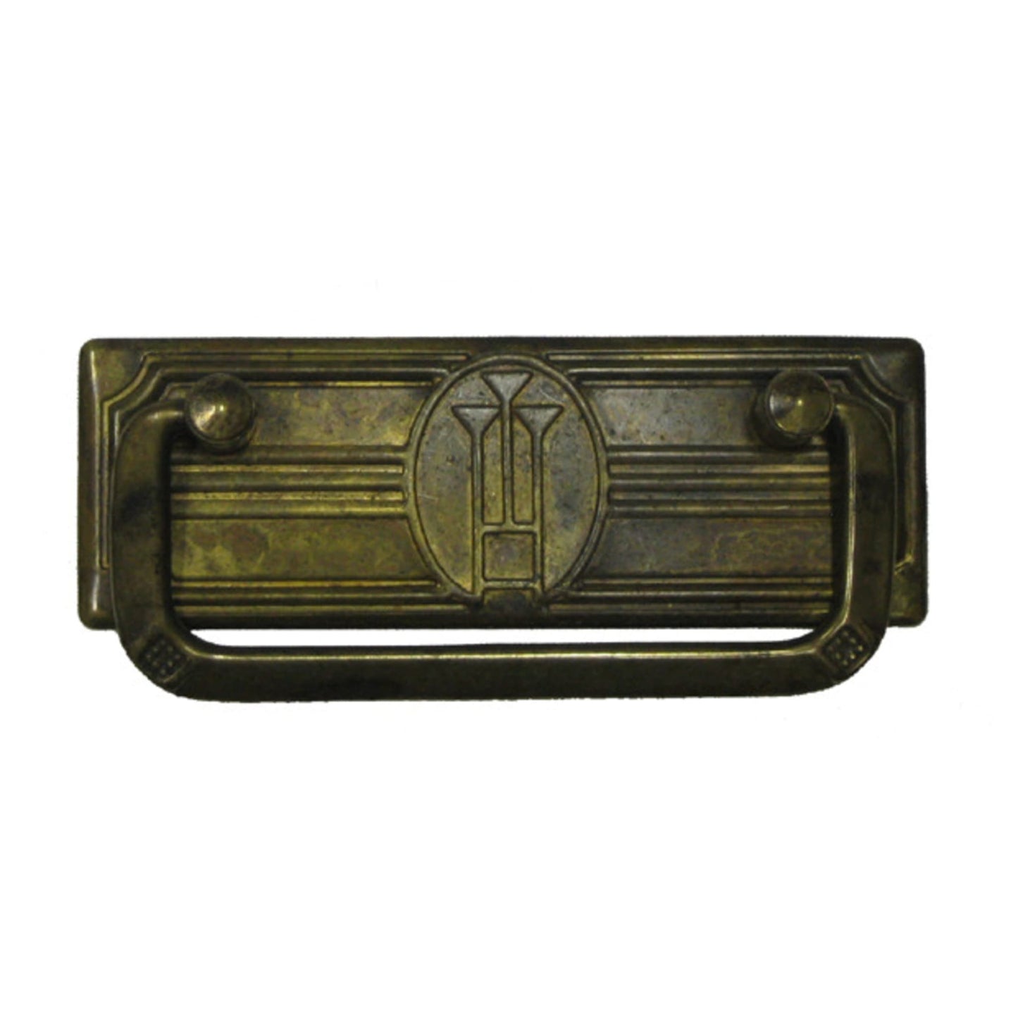 Griff waagerecht aus Messing Jugendstil, 97x33 mm
