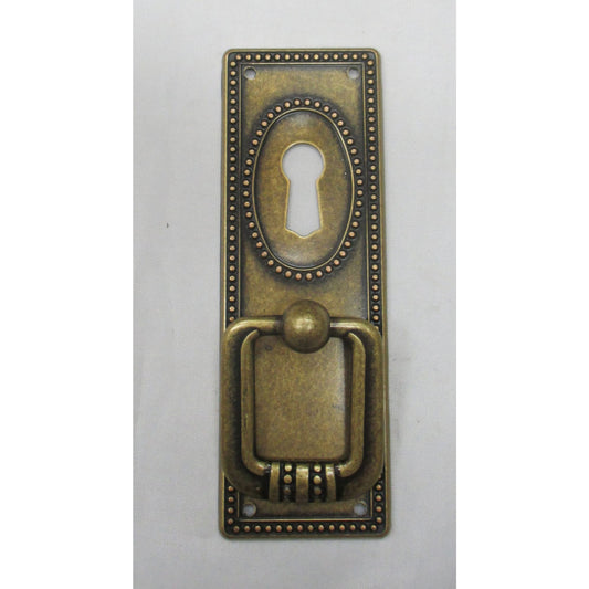 Schlüsselschild mit Griff senkrecht aus Messing Jugendstil-Art Deco, 34x96 mm